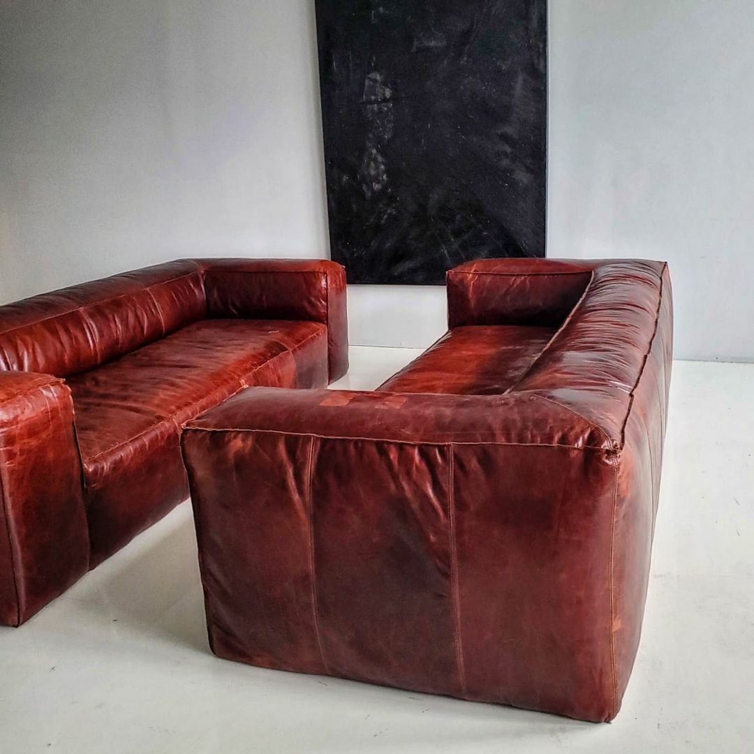 Pair of leather sofas discount